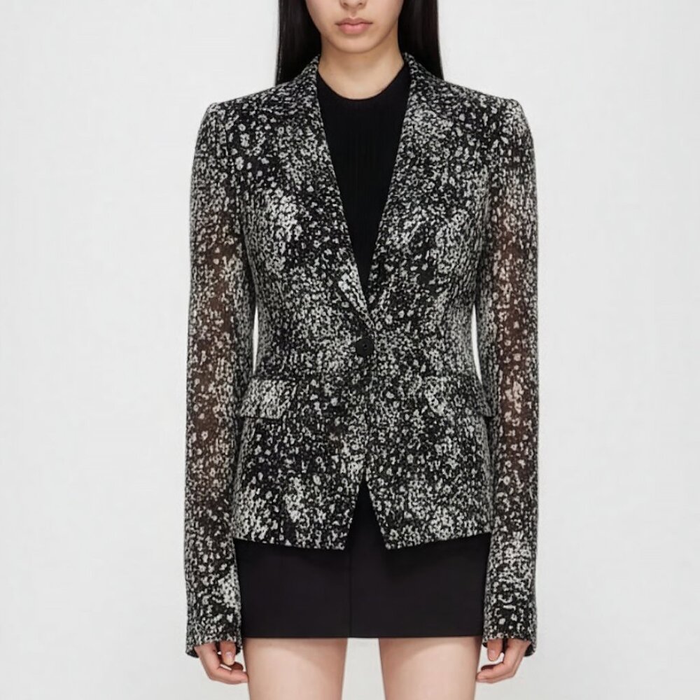 Rick Owens SS25 Hollywood Soft Jacket Silk Wolffish Black Pearl Size IT 40 US 4
